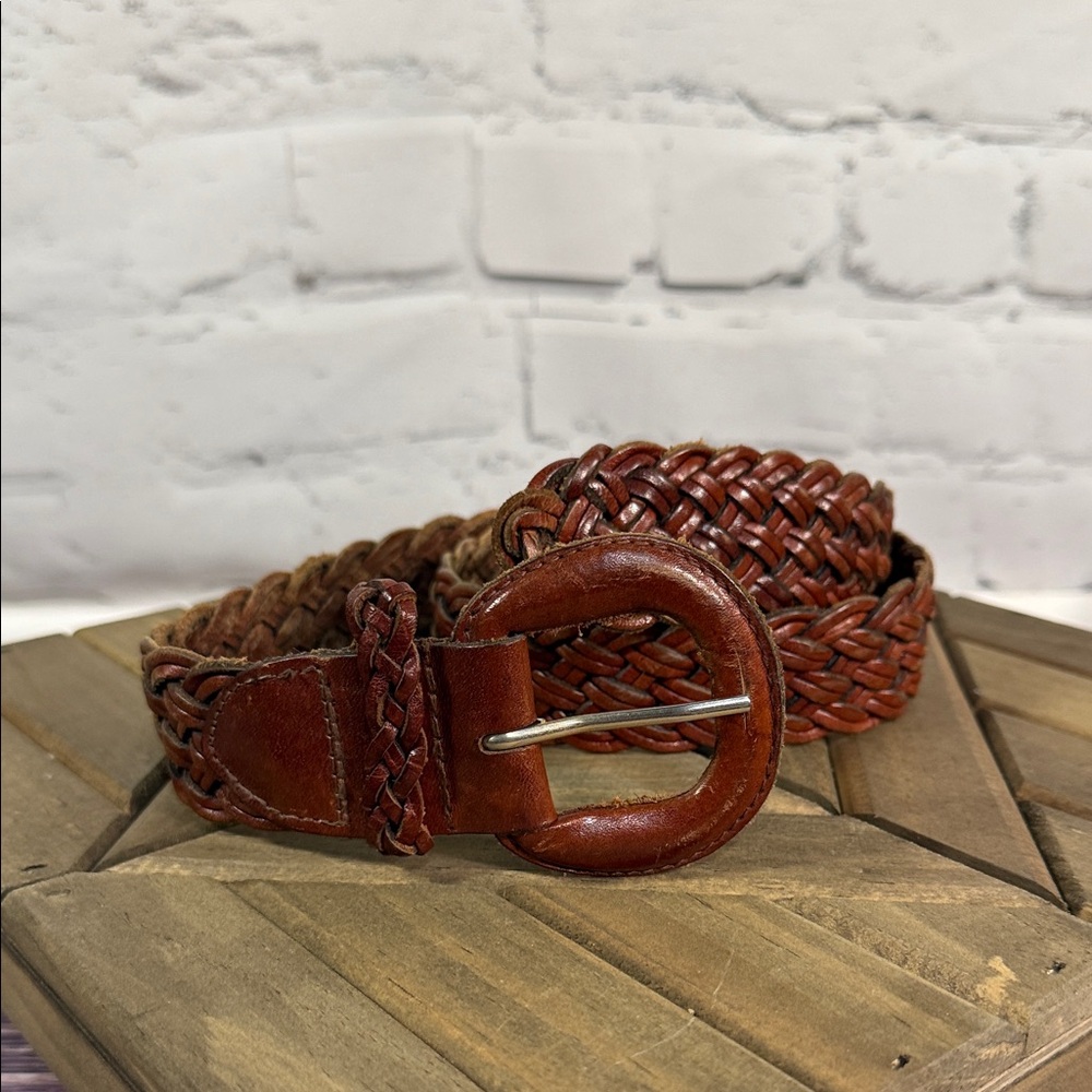 Fossil‎ Woven Leather Belt - Deep Brown